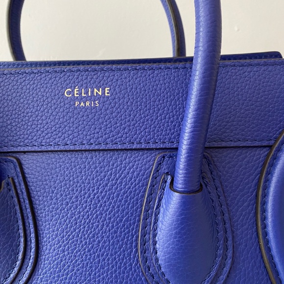 100% authentic Celine Drummed Calfskin Micro Luggage in indigo - Picture 15 of 16